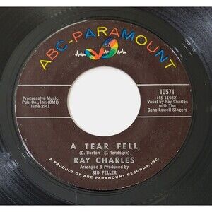 Ray Charles A Tear Fell / No One To Cry To 45 RPM Vinyl VG Soul '64